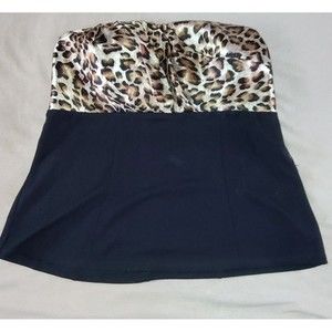Z. CAVARICCI Leopard Print Black Plus  Strapless Tube Top Blouse Size 1 1X